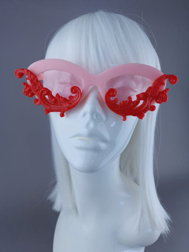 SAMPLE! Pink & Red Cateye Sunglasses