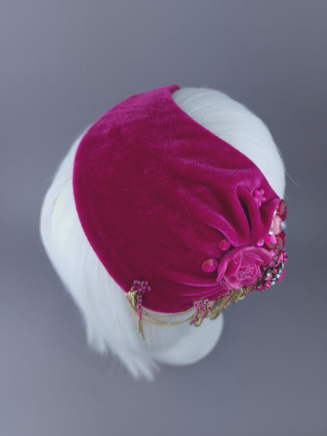 Pearls & Swine: Pink Velvet Jewel Hat Vintage-Inspired "Anna"