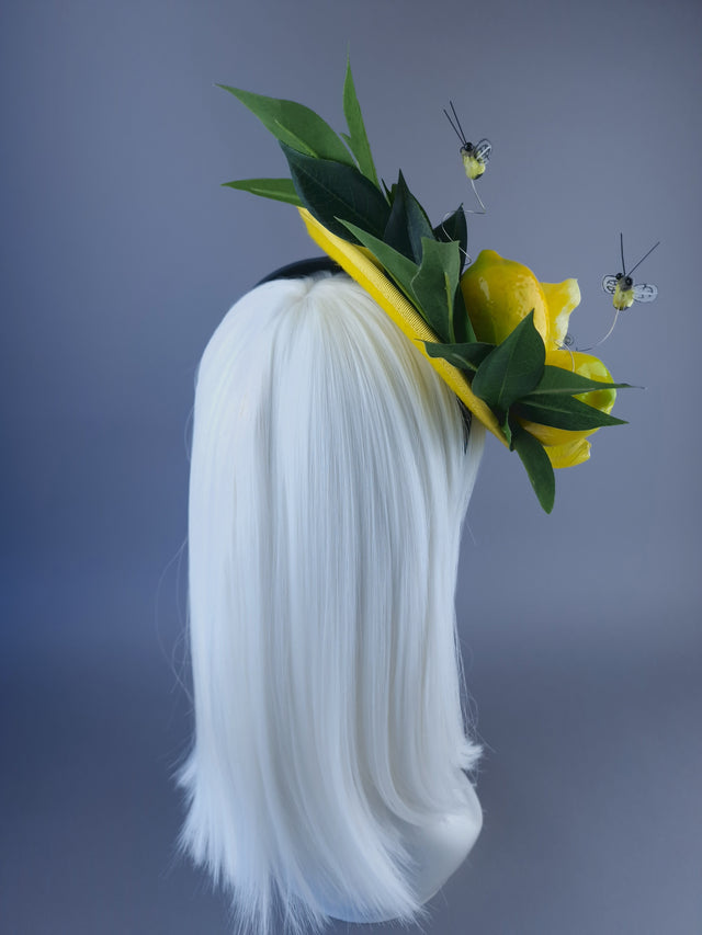 "Ludo" Yellow Lemon & Bees Fascinator Hat