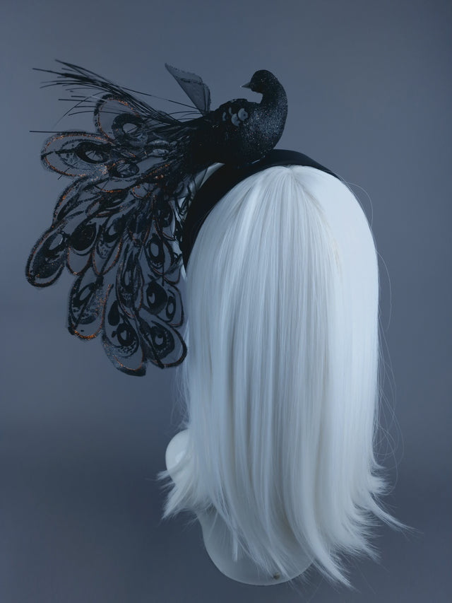 Black Glitter Peacock Headdress