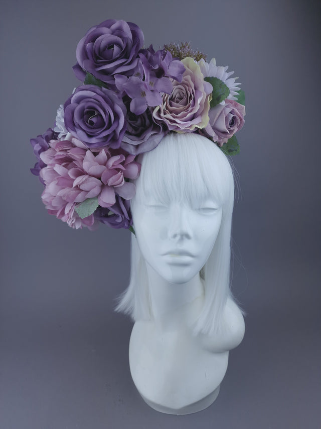 Pearls & Swine Headdress Purple Floral Flower