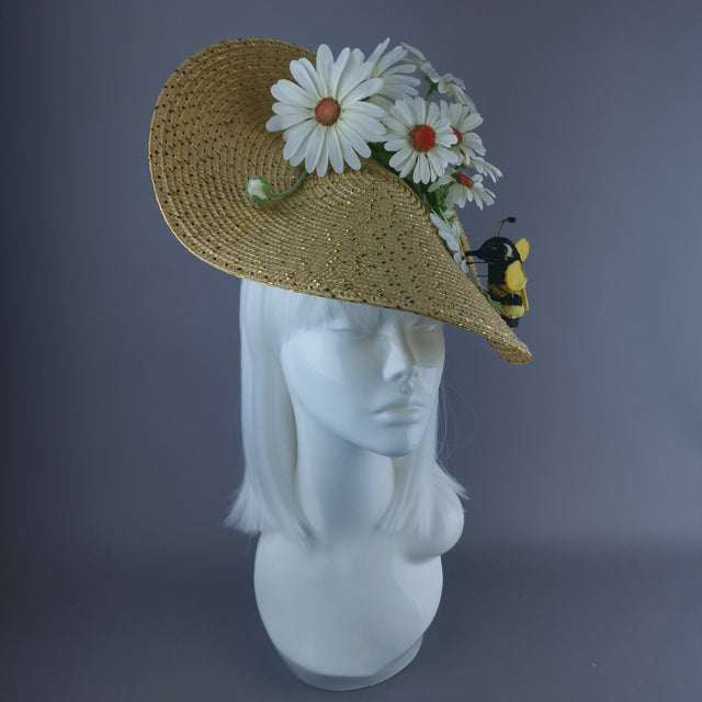 "Bumble" Daisy Flowers & Bee Fascinator Hat