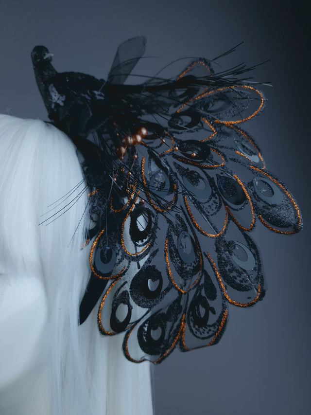 Black Glitter Peacock Headdress