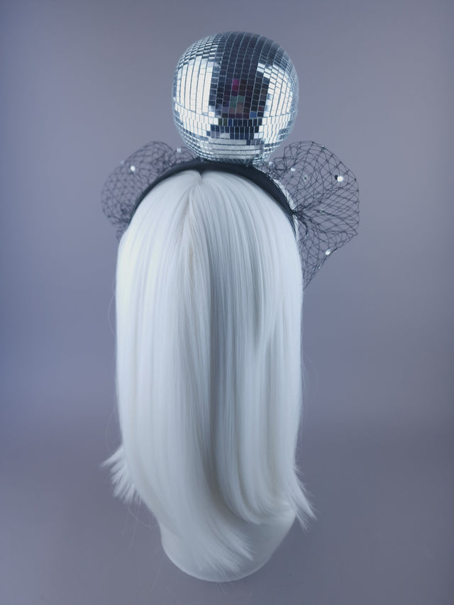 "Last Dance" Mirror Ball Skull Veil Headdress