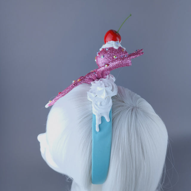 "Frostie" Pink Glitter Cherry Spider & Cream Headpiece