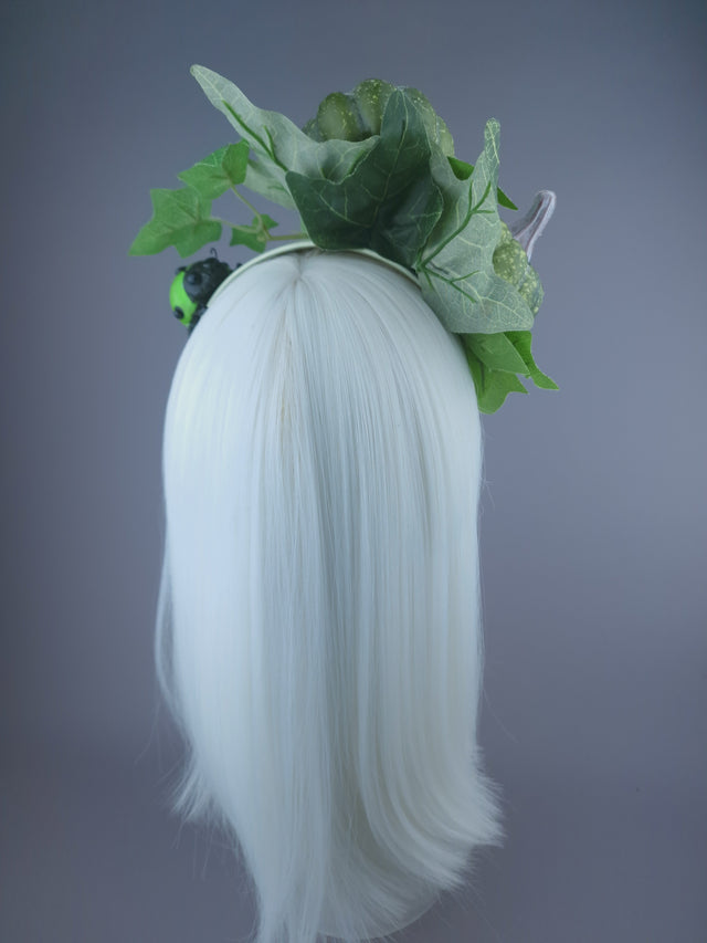Pearls & Swine: Autumnal Headdress with Ladybird & Green Pumpkin "Snug"