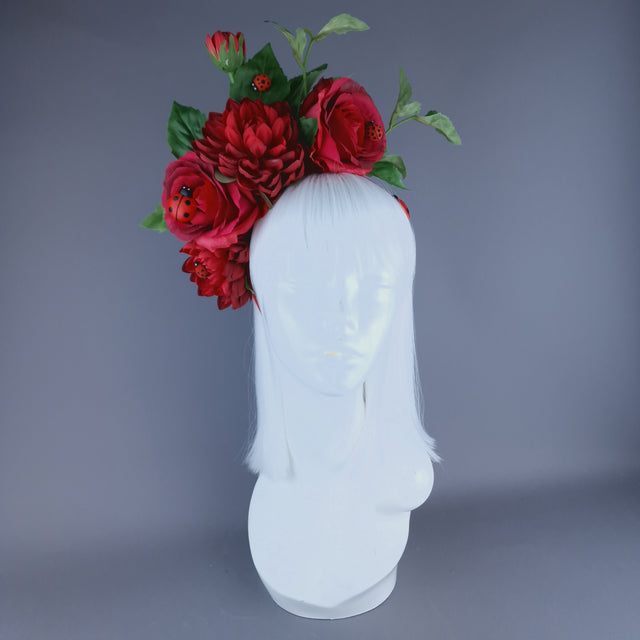 "Buggg" Red Rose & Ladybird Flower Headdress