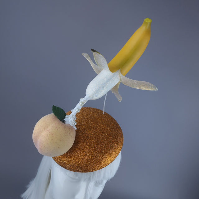 "Peaches & Cream" Glittered Banana Food Fascinator Hat