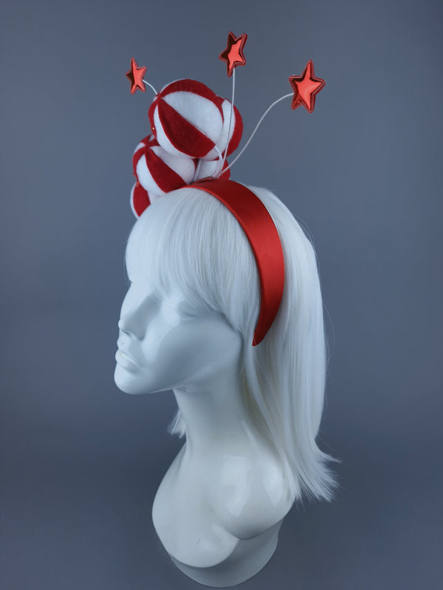 Red & White Balls & Stars Xmas Headdress