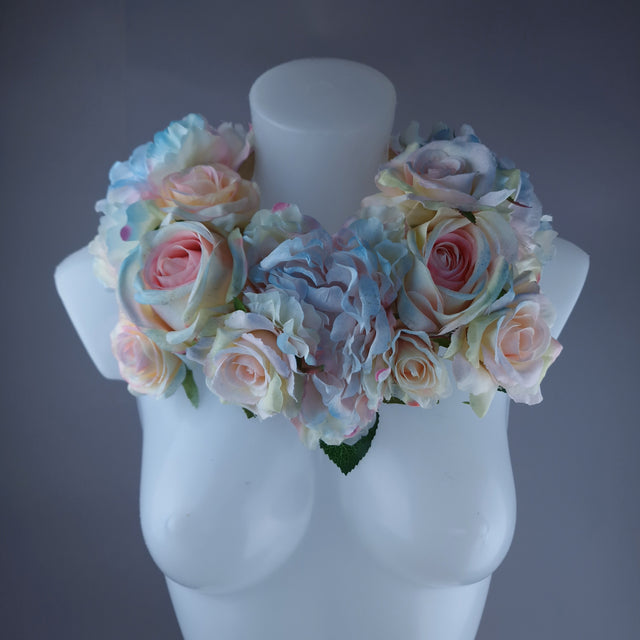 "Kirei" Pastel Rose & Flower Headdress & Neckpiece