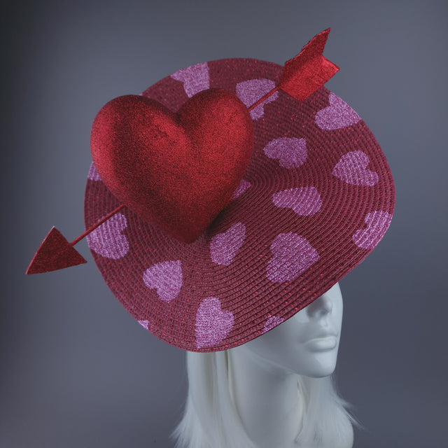 Pearls & Swine: Hat Red & Pink Glitter Heart