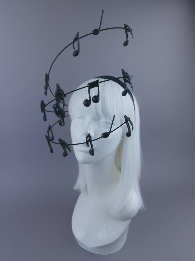 Pearls & Swine: Black Musical Notes Headpiece "Song"