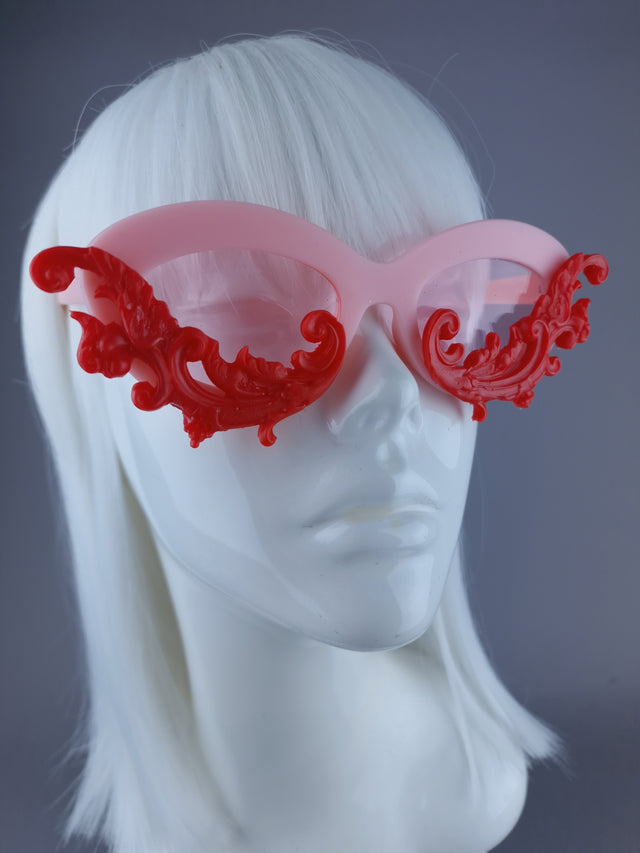 SAMPLE! Pink & Red Cateye Sunglasses