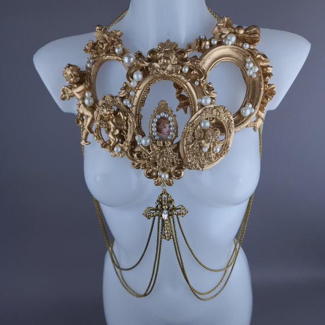 "Circe" Gold Filigree & Pearl Cherub Body Jewellery Harness