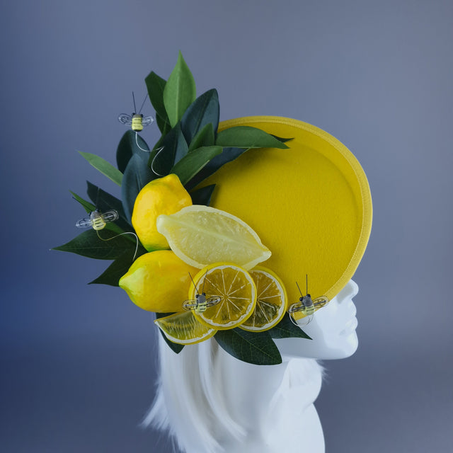 "Ludo" Yellow Lemon & Bees Fascinator Hat