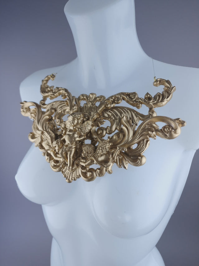 "Soul" Gold Cherub & Filigree Neckpiece
