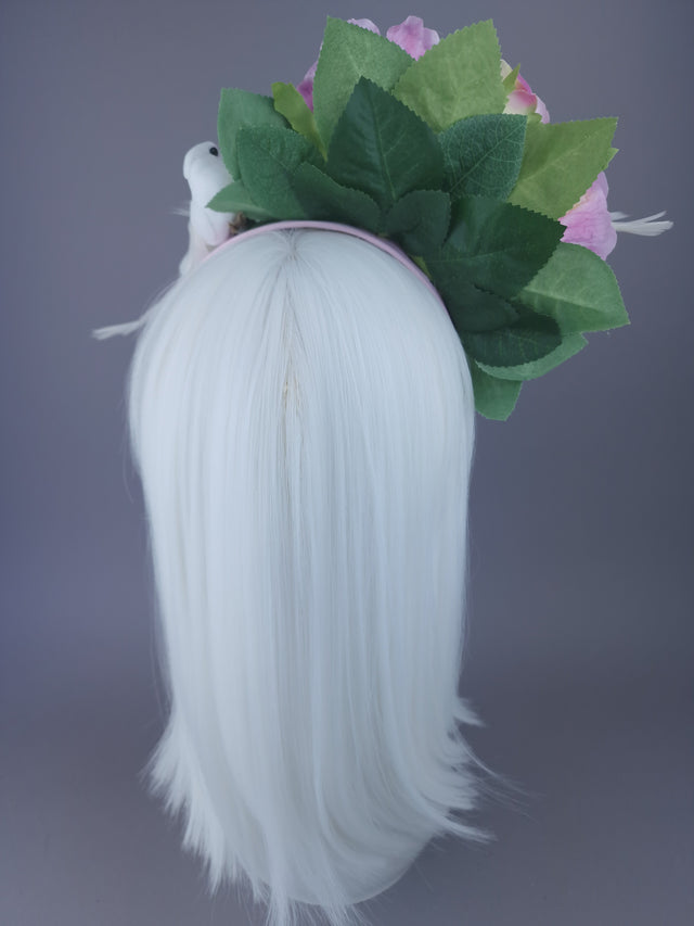 "Torrin" Pink/Purple Rose & Doves Headdress