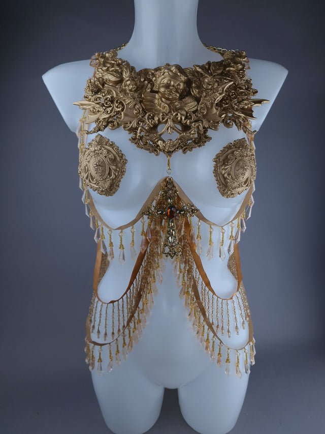 "Holy" Gold Filigree Cherub Body Jewellery Harness