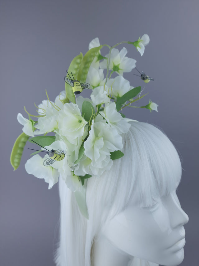 "Sweetpea" Sweet Pea Flowers, Pods & Bees Headdress