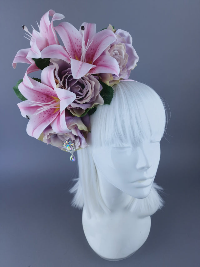 "Kailea" Pastel Pink Purple Flower Jewel Headdress