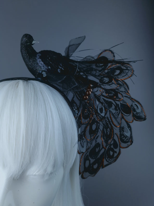 Black Glitter Peacock Headdress