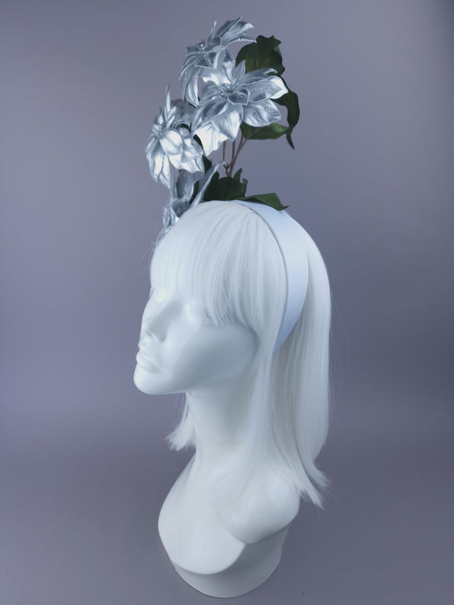 Metallic SIlver Poinsettia Headdress