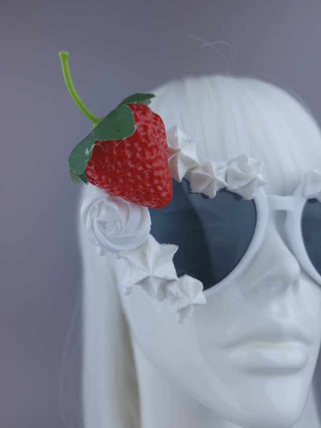 Pearls & Swine: Strawberries & Cream Heart-Shaped Sunglasses "SweetTreat"