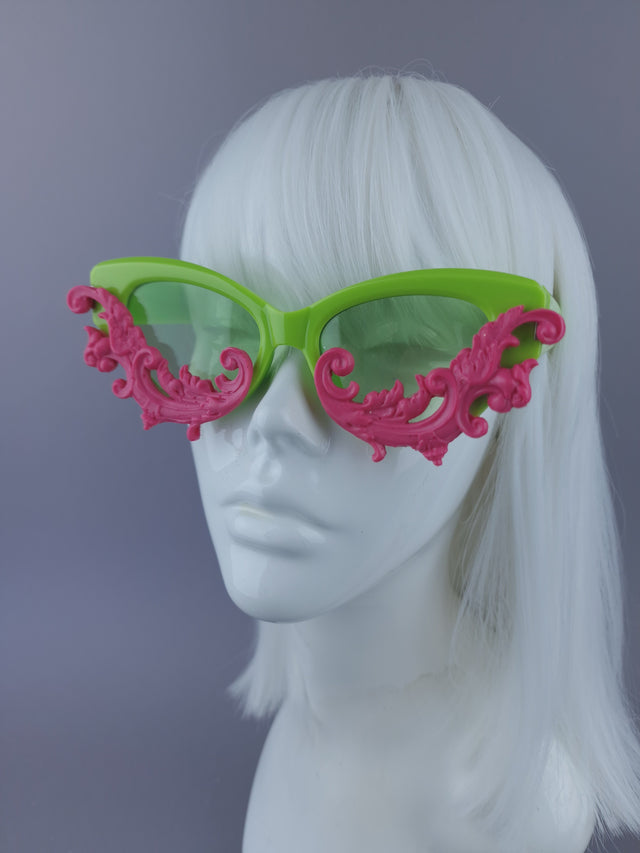 Pearls & Swine: Pink & Green Sunglasses - LIMITED EDITION