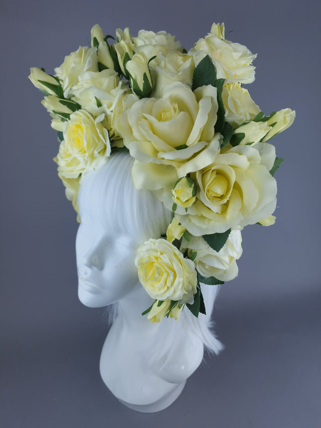 "Lili" Pastel Lemon Yellow Flower Headdress