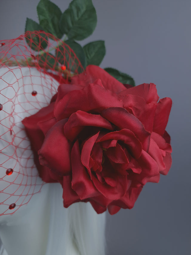 Pearls & Swine: Headdress Red Rose Veil