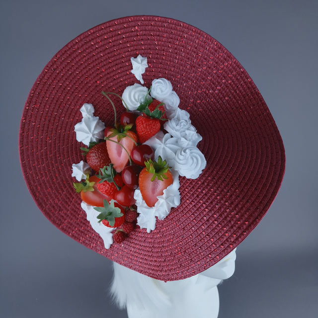 "Darling" Strawberry, Cherry & Cream Fruit Food Fascinator Hat