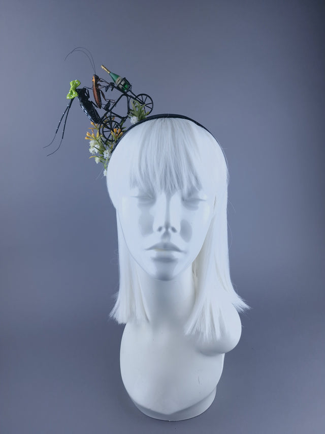 "Day Drinking" Cockroach & Beetle on a Bicycle Filigree Headband
