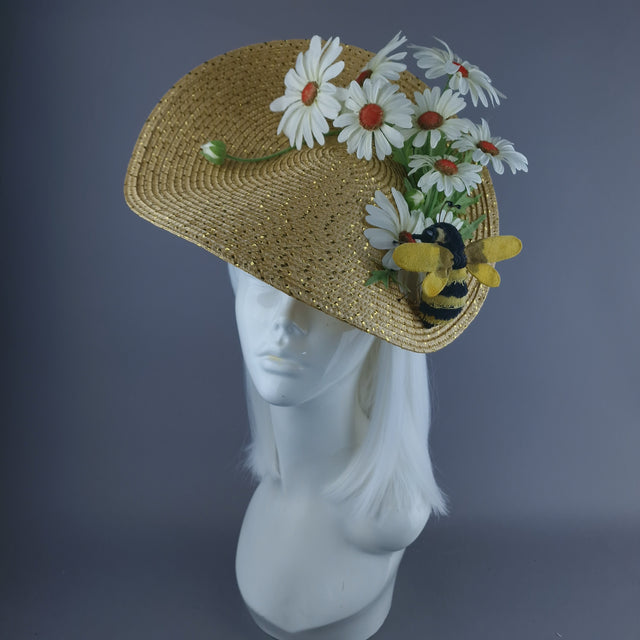 "Bumble" Daisy Flowers & Bee Fascinator Hat