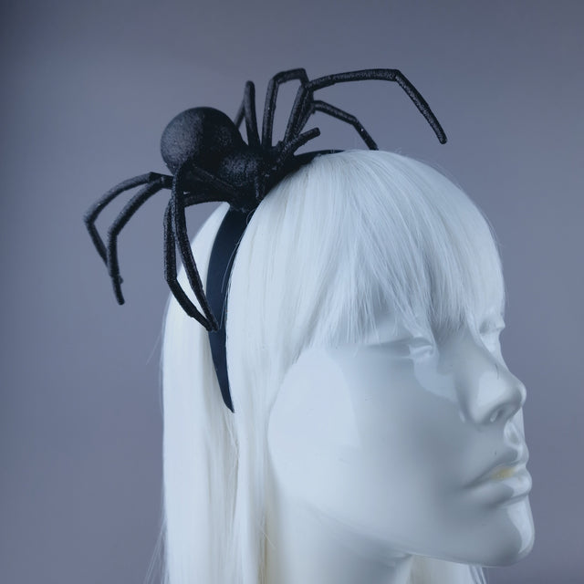 "Charlotte" Black Glitter Spider Headpiece
