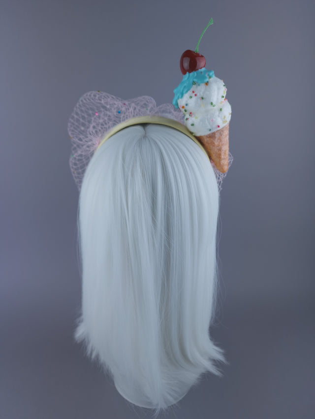 "Vanilla" Glittery Ice cream Veil headpiece