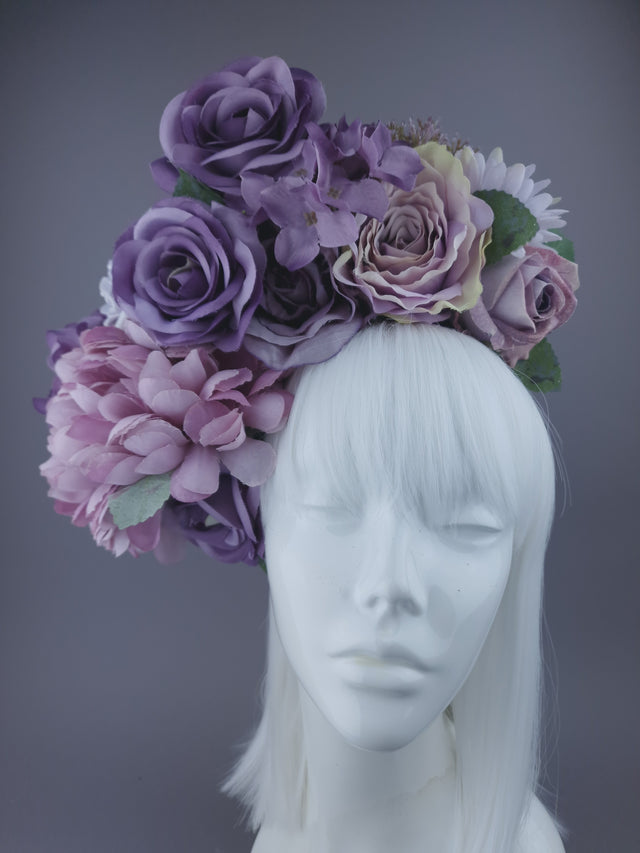 Pearls & Swine Headdress Purple Floral Flower