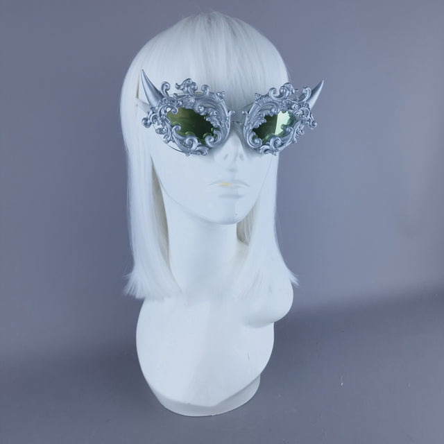 "Superbeast" Silver Filigree Ornate Devil Horn Sunglasses