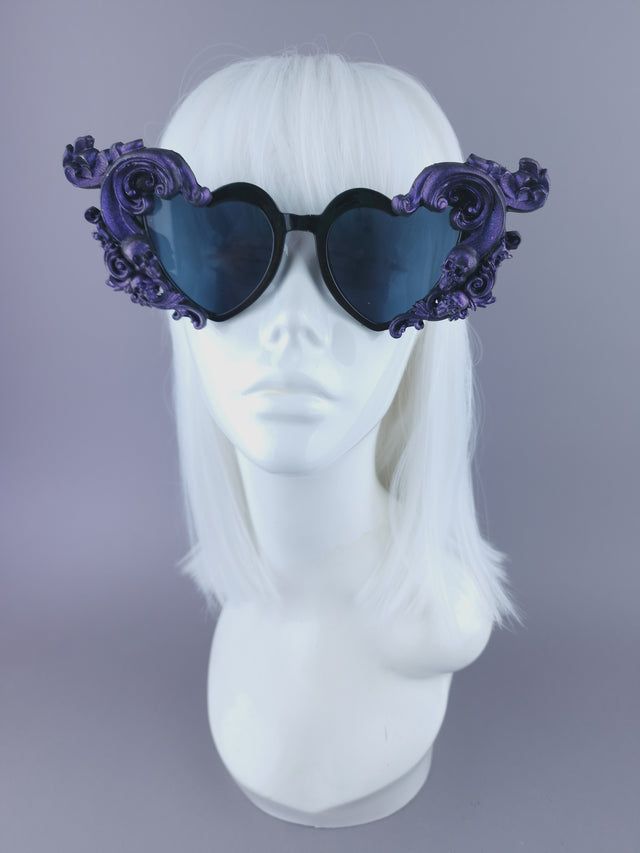 "Jupiter" Purple & Black Filigree Heart Shaped Sunglasses