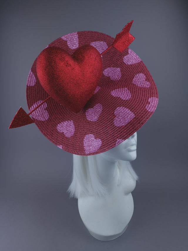 Pearls & Swine: Hat Red & Pink Glitter Heart