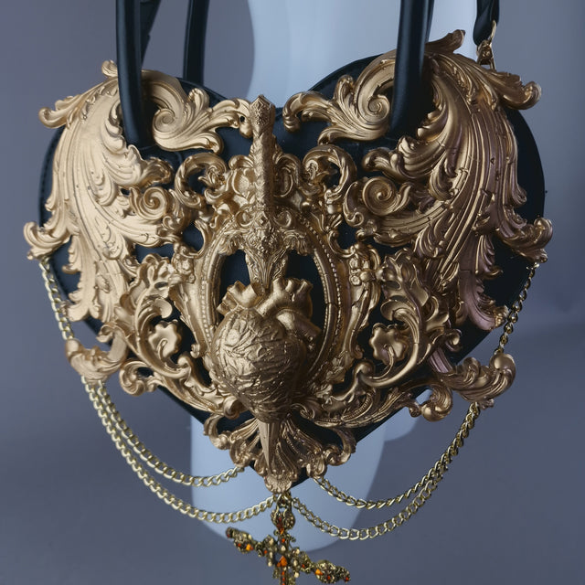 Gold Filigree Heart Shaped Handbag