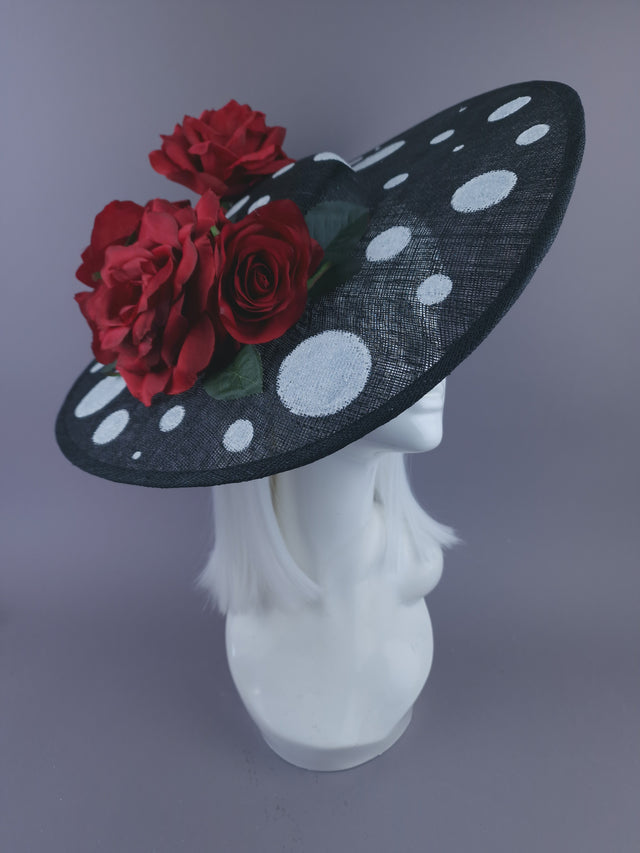 Pearls & Swine: Statement Red Rose Polka Dot Hat
