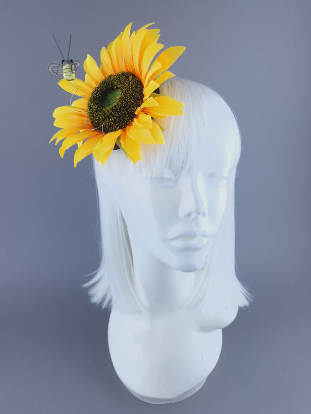 "Somero" Sunflower & Bee Mini Fascinator