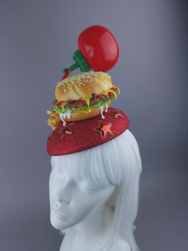 "Royale with Cheese" Burger & Chips Food Fascinator Hat Headdress