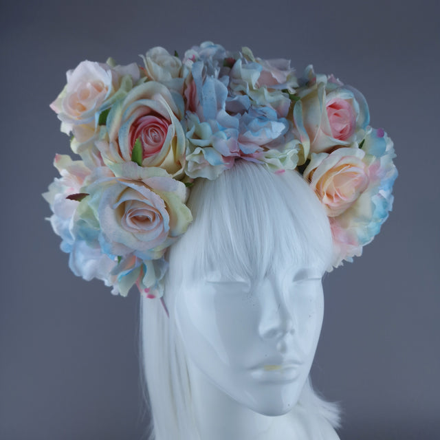 "Kirei" Pastel Rose & Flower Headdress & Neckpiece