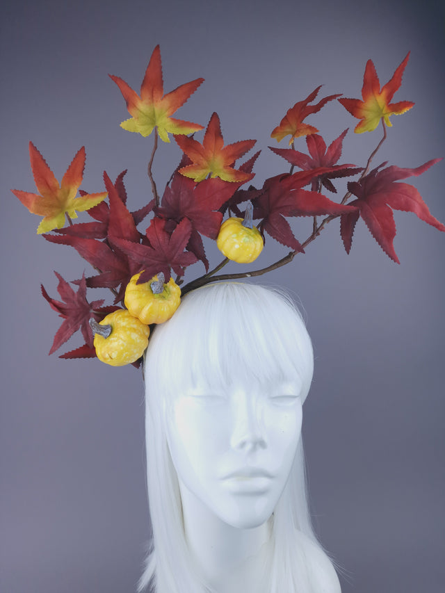 Pearls & Swine: Autumnal Headdress with Leaves & Pumpkin "Airi"