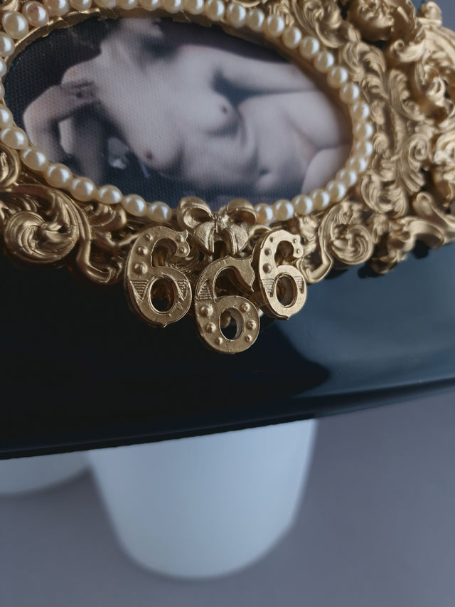 "Femme Noir" Black & Gold Filigree Handbag