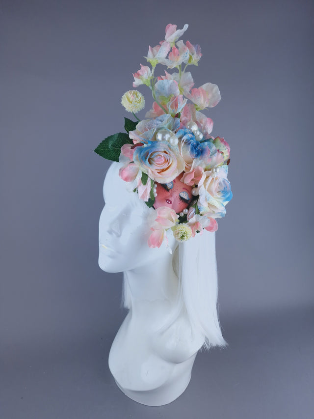 "Pippin" Pastel Flower Dollface & Pearl Fascinator Hat