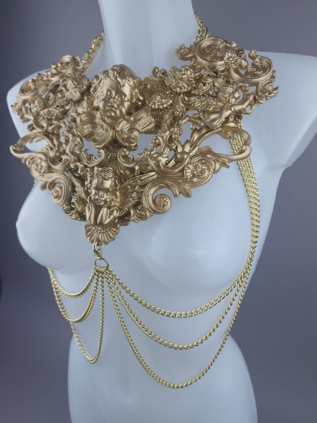 "Celestina" Gold Cherub & Filigree Harness Body Jewellery.