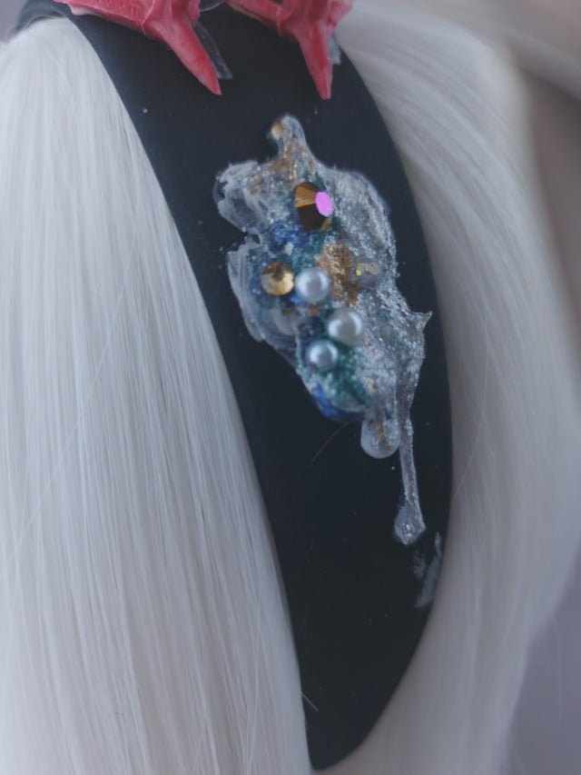 Pearls & Swine: Whimsical Pigeons in Love Headband "Wabi-Sabi"