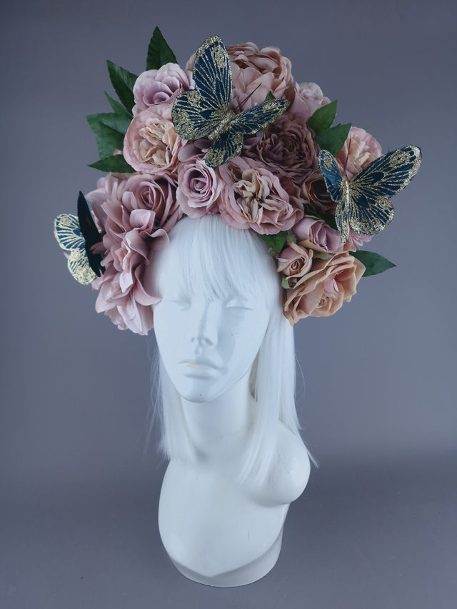 "Villa" Dusky Pink with Butterfly Headdress